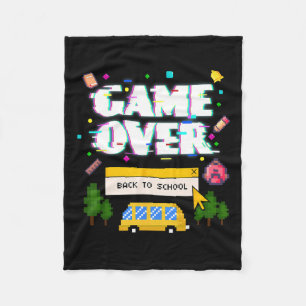 Over Back To School Funny Retro Gamer Teacher Stud Fleece Blanket