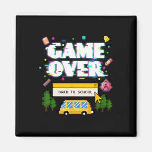 Over Back To School Funny Retro Gamer Teacher Stud Magnet