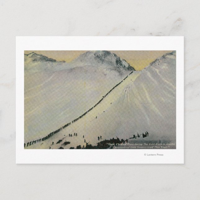 Over Chilkoot Pass During Gold Rush, Alaska Postcard (Front)