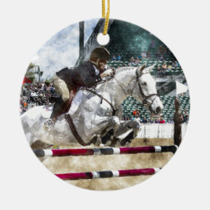 Over Easy Hunter Jumper Show Jumping Ceramic Tree Decoration