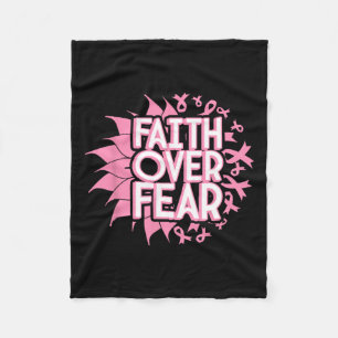 Over Fear Breast Cancer Awareness Christian Pink Fleece Blanket