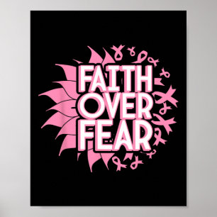 Over Fear Breast Cancer Awareness Christian Pink  Poster