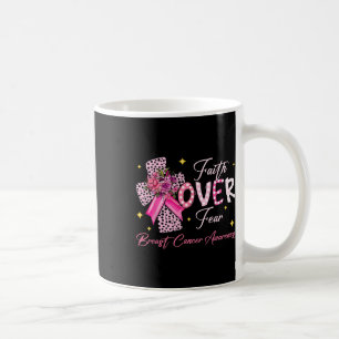 Over Fear Cross Pink Ribbon Christian Breast Cance Coffee Mug