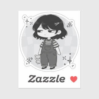 Over It Round Aesthetic Chibi Girl Illustration