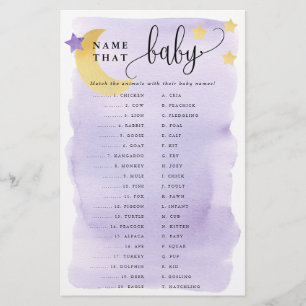 Over Moon Animal Matching Paper Game Card-Purple