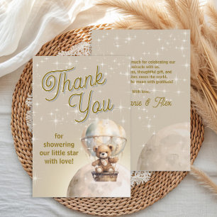 Over Moon Teddy Bear Gender Neutral Baby Shower  Thank You Card