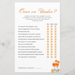Over or Under Aperol Spritz Bridal Shower Game