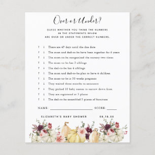 Over or Under Baby Shower Game