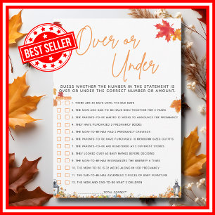 OVER OR UNDER Baby Shower Game A Little Pumpkin Invitation