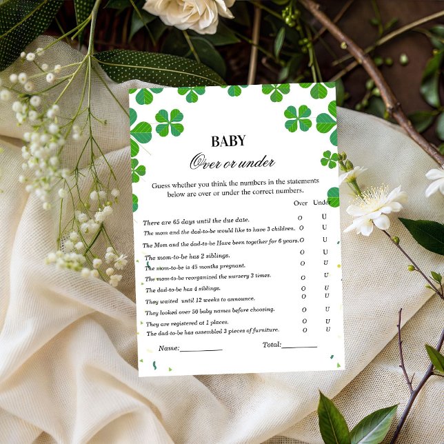Over or under baby shower game st patrick day (Creator Uploaded)