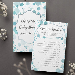 "Over or Under" Baby Shower Trendy Blue Dots Game