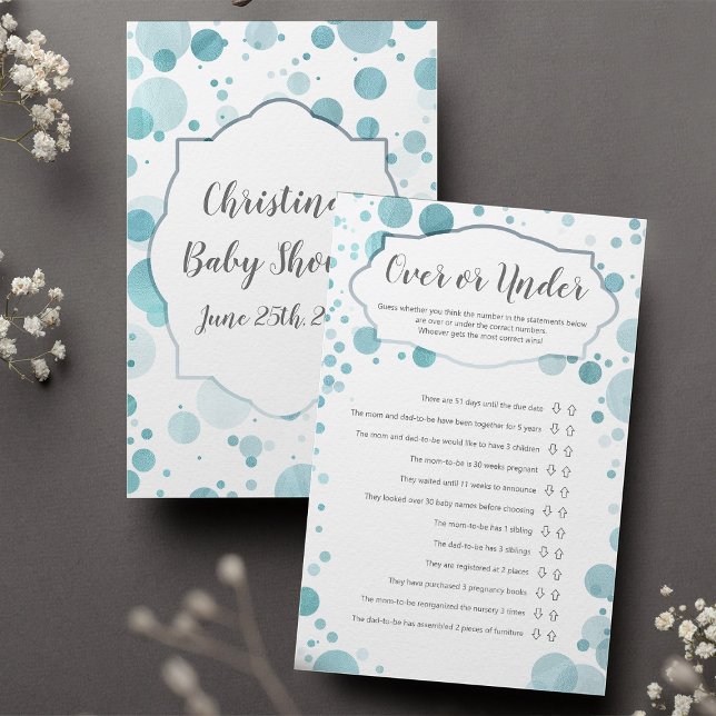 "Over or Under" Baby Shower Trendy Blue Dots Game (Creator Uploaded)