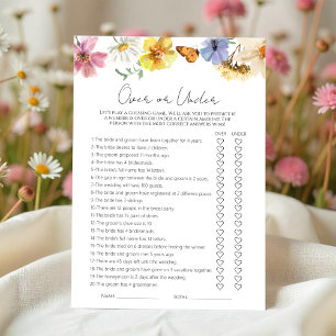 Over Or Under Boho Bridal Shower Game card
