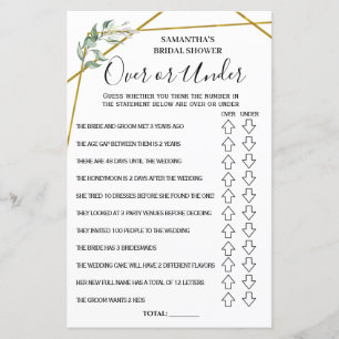 Over or Under bridal shower english spanish game