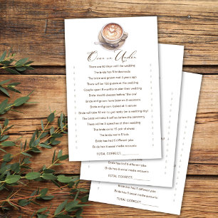 Over or Under coffee fall bridal shower game