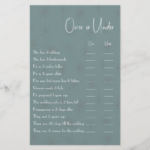 Over or Under Couple Shower Game Flyer