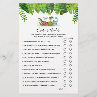 Over or Under Dinosaur Baby Shower Game