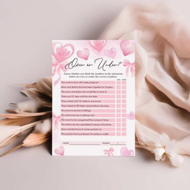 Over or Under Game, Valentines Baby Shower Game (Creator Uploaded)