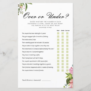 Over or Under Mexican Fiesta Bridal Shower Game