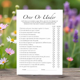 Over Or Under Minimalist Bridal Shower Game card