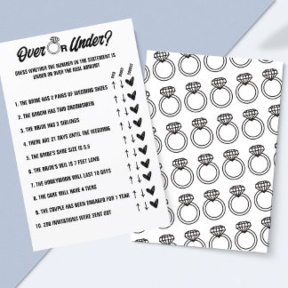 Over or Under Wedding Game, Bridal Shower Activity
