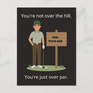Over Par Birthday Golf Greeting Postcard