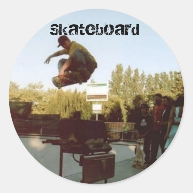 over the BBQ, Skateboard Classic Round Sticker (Front)