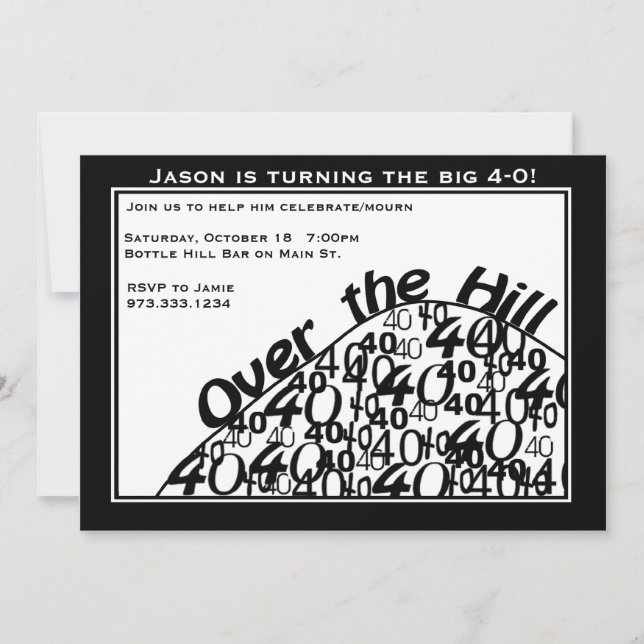 Over the Hill 40th Birthday Party Invitation (Front)