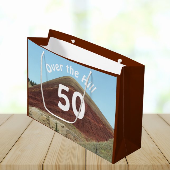 Over the Hill 50th Birthday Milestone Large Gift Bag (In Situ)