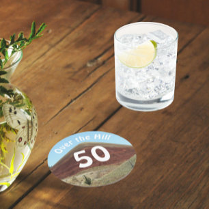 Over the Hill 50th Birthday Milestone Round Paper Coaster