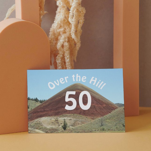 Over the Hill 50th Funny Birthday Card (In Situ)