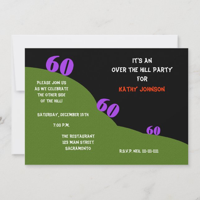 Over the Hill 60th Birthday Party Invites (Front)
