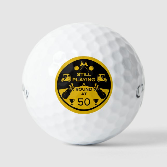 Over The Hill Birthday Golfer Golf Balls (Front)