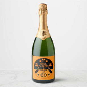 Over The Hill Birthday Golfer Sparkling Wine Label
