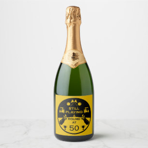 Over The Hill Birthday Golfer Sparkling Wine Label