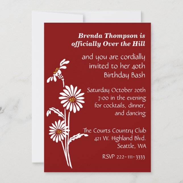 Over the Hill Birthday Party Invitation (Front)