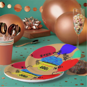 Over the Hill Blue Cupcake Balloons Plates