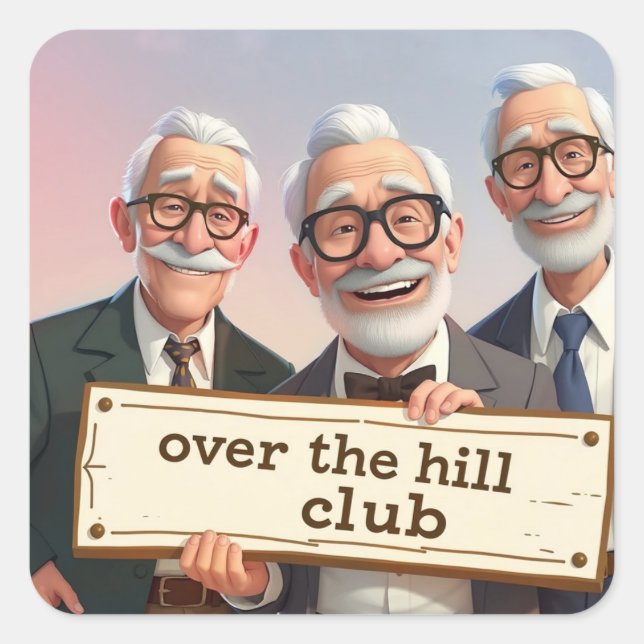 Over The Hill Club Square Sticker (Front)
