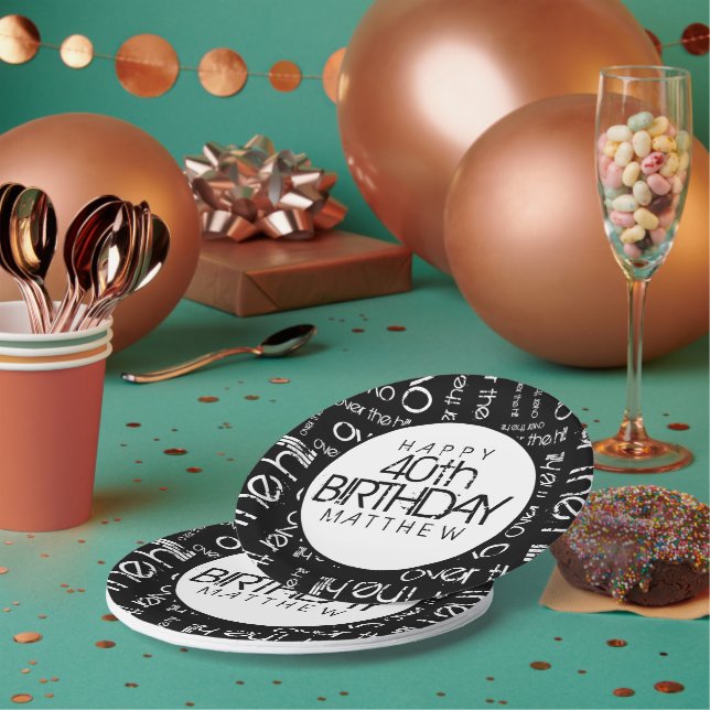 Over the Hill Custom Age and Personal Name Paper Plate (Multi)