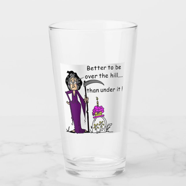 Over the Hill Drinking Glass (Front)
