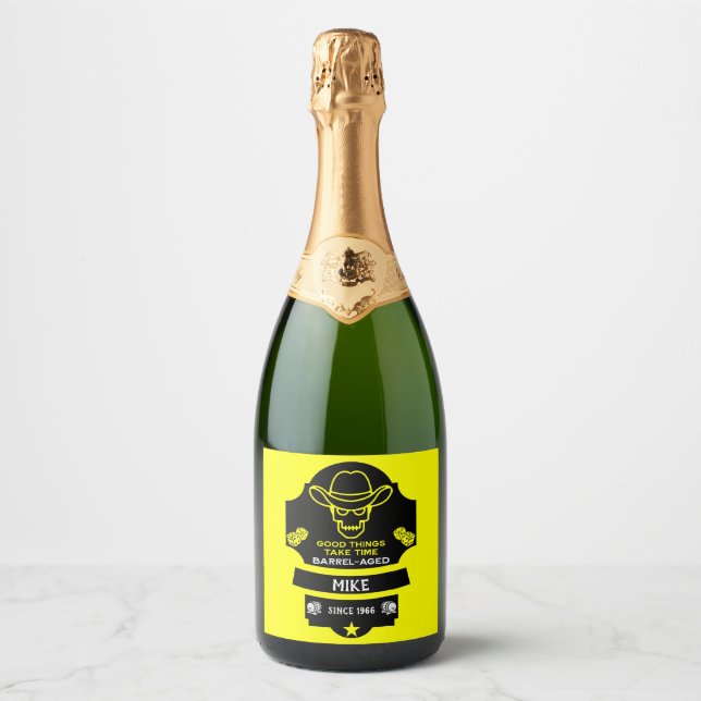 Over The Hill Getting Old Sparkling Wine Label (Front)