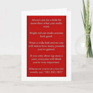 OVER THE HILL HUMOROUS ADVICE AT CHRISTMAS HOLIDAY CARD