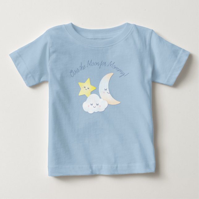 Over the Moon and Stars Baby Shower Baby T-Shirt (Front)