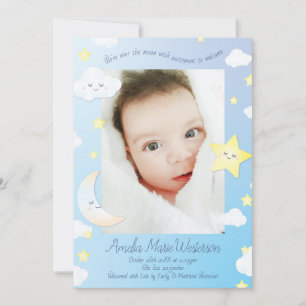 Over the Moon and Stars Birth Announcement