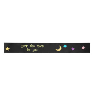 Over the Moon and Stars Custom Text   Satin Ribbon