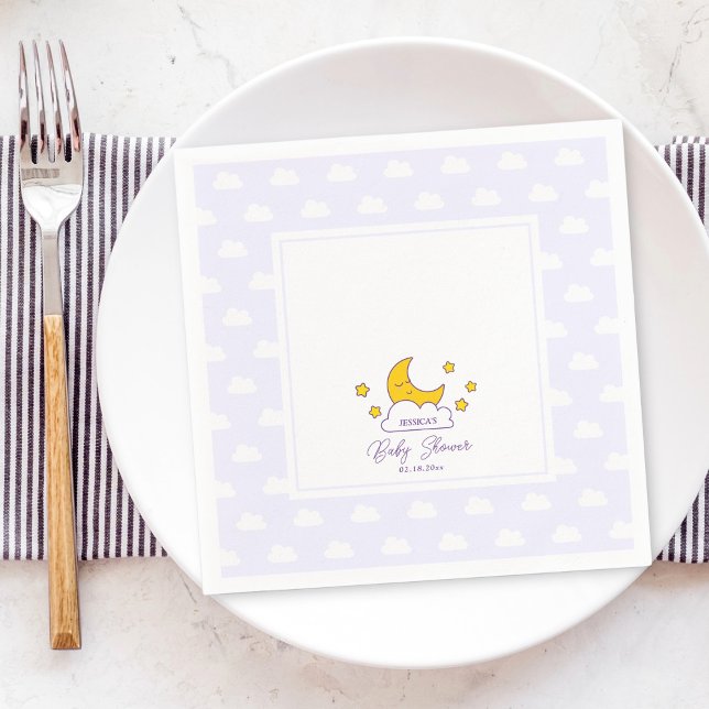 Over The Moon and Stars Gender Neutral Baby Shower Napkin (Creator Uploaded)