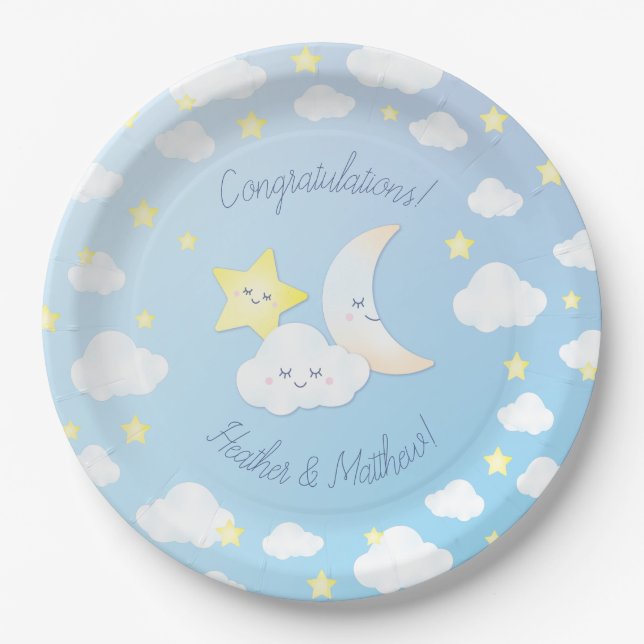 Over the Moon and Stars Paper Plate (Front)