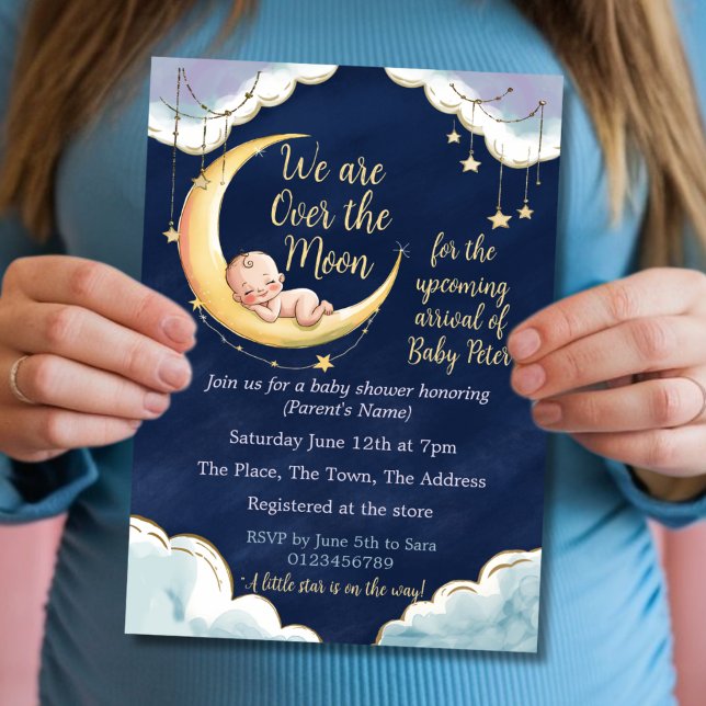 Over the moon Baby Celestial-Themed Baby shower Invitation (Creator Uploaded)