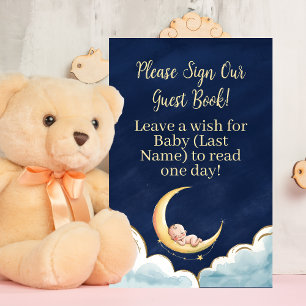 Over the moon Baby Celestial-Themed Baby shower Pedestal Sign