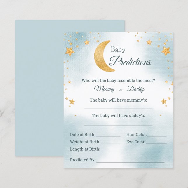 Over the Moon Baby Predictions Baby Shower Game (Front/Back)